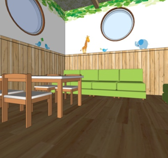 现代幼儿园活动室su模型