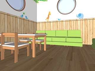 现代幼儿园活动室su模型