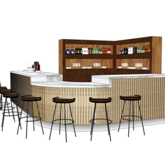 现代吧台su模型