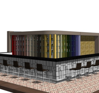 现代酒吧吧台su模型