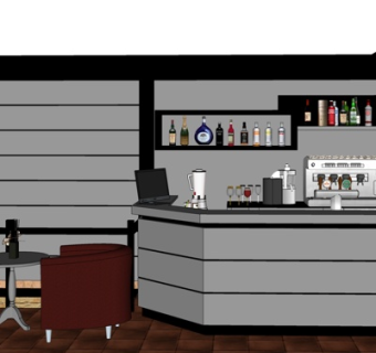 现代酒吧吧台su模型