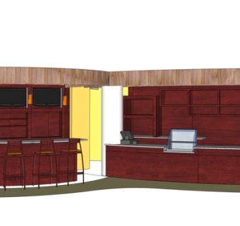 美式吧台su模型