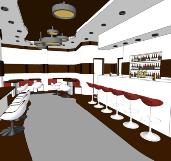 现代酒吧吧台su模型