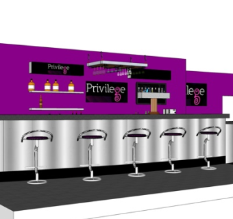 现代酒吧吧台su模型