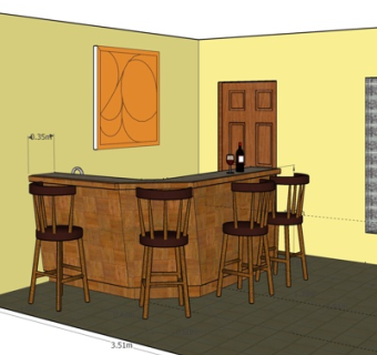 现代吧台su模型