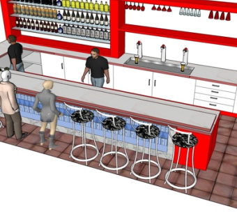 现代酒吧吧台su模型