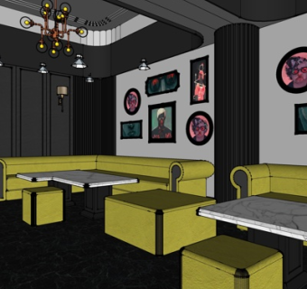 简欧客厅su模型