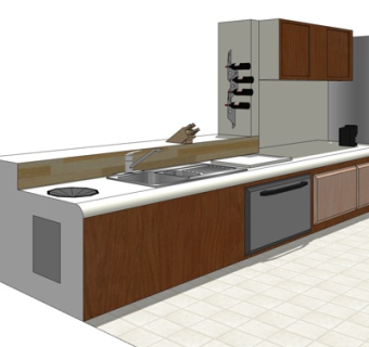 现代厨房橱柜su模型