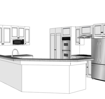 现代厨房su模型