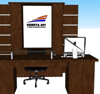 现代电脑桌su模型