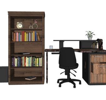 工业风电脑桌su模型