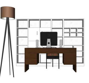 现代电脑桌su模型