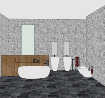 现代卫生间浴室su模型