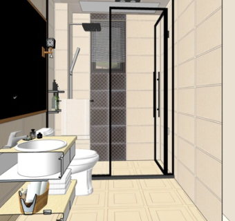 现代卫生间浴室su模型