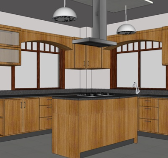 新中式厨房su模型