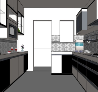 现代厨房su模型