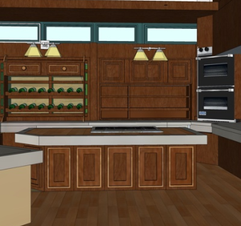 中式厨房su模型