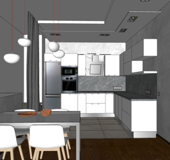 现代厨房su模型