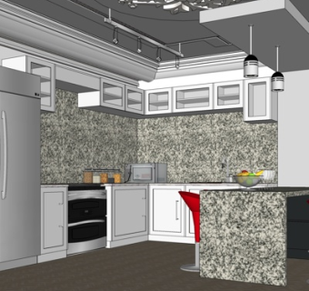 现代厨房su模型