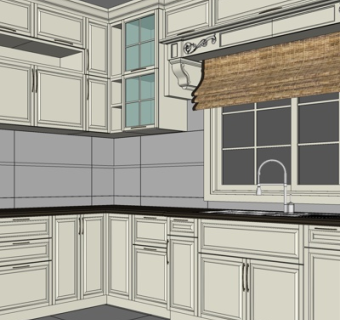 欧式厨房su模型