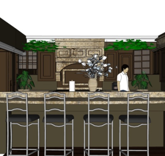 欧式厨房su模型