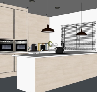 现代厨房su模型