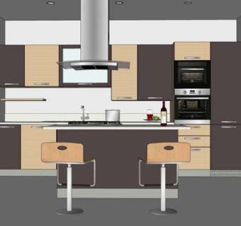 现代厨房su模型