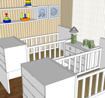 现代儿童床组合su模型