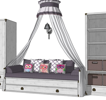 简欧儿童床组合su模型