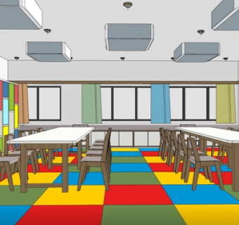 现代幼儿园教室su模型