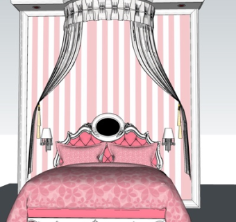 简欧儿童床组合su模型