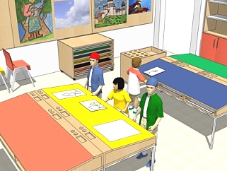 <em>现代幼儿园</em>教室su模型