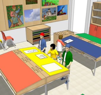 现代幼儿园教室su模型