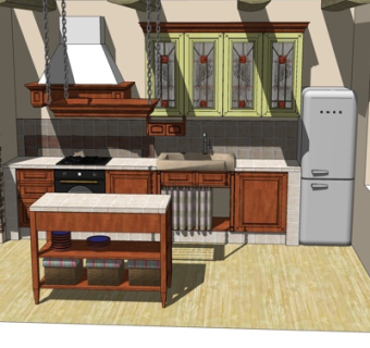 自然风厨房su模型