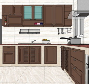 新中式厨房su模型
