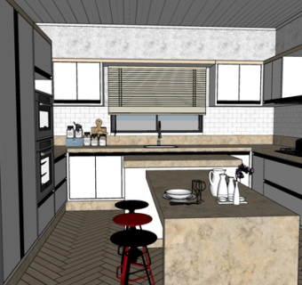 现代厨房su模型