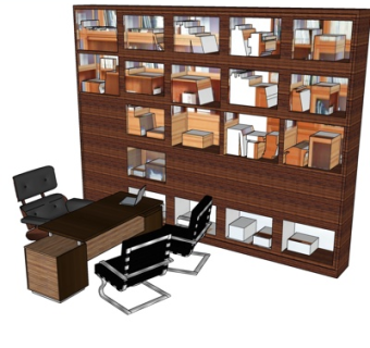 现代办公桌su模型