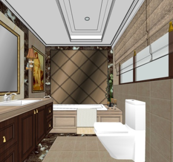 欧式卫生间su模型