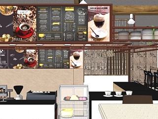 现代咖啡厅su模型