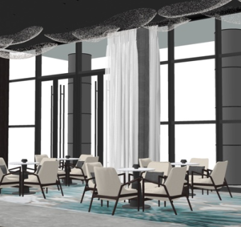 现代售楼处洽谈区su模型