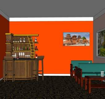 中式酒吧吧台su模型