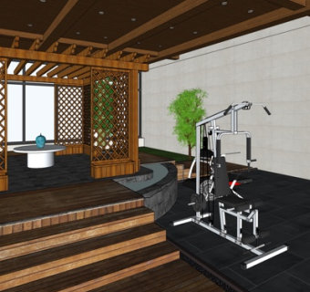 中式园林景观su模型