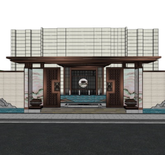 新中式售楼处su模型