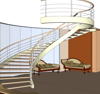 简欧楼梯护栏su模型