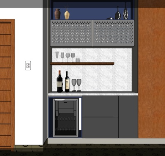 现代实木酒柜su模型