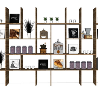 现代装饰柜架su模型