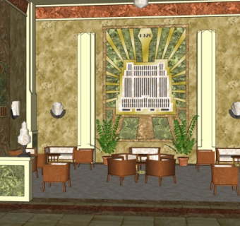 欧式售楼处洽谈区su模型