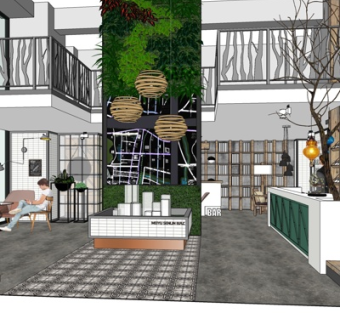 新中式售楼处su模型