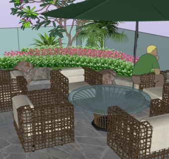 现代户外椅su模型