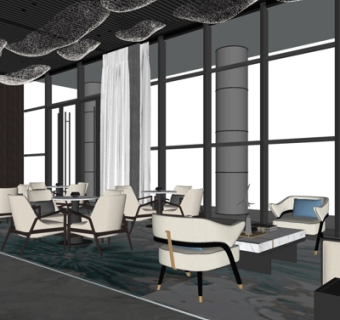 现代售楼处洽谈区su模型